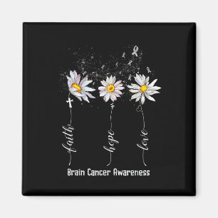 Faith Hope Love Brain Cancer Awareness Shirt Flowe Magnet