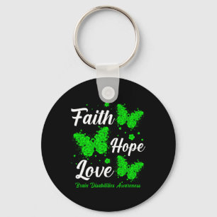 Faith Hope Love Brain Disabilities Awareness Butte Key Ring