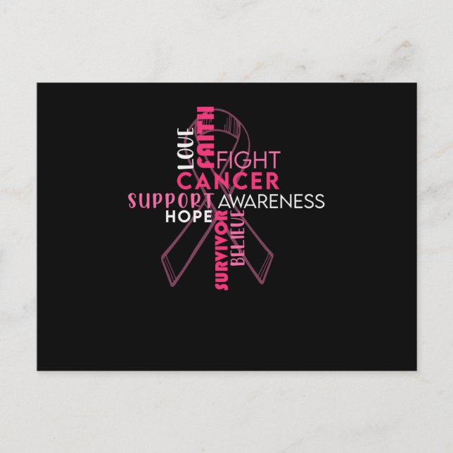 Faith Hope Love Breast Cancer Awareness Announcement Postcard (Front)