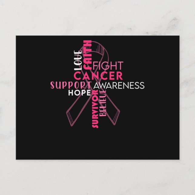 Faith Hope Love Breast Cancer Awareness Announcement Postcard (Front)