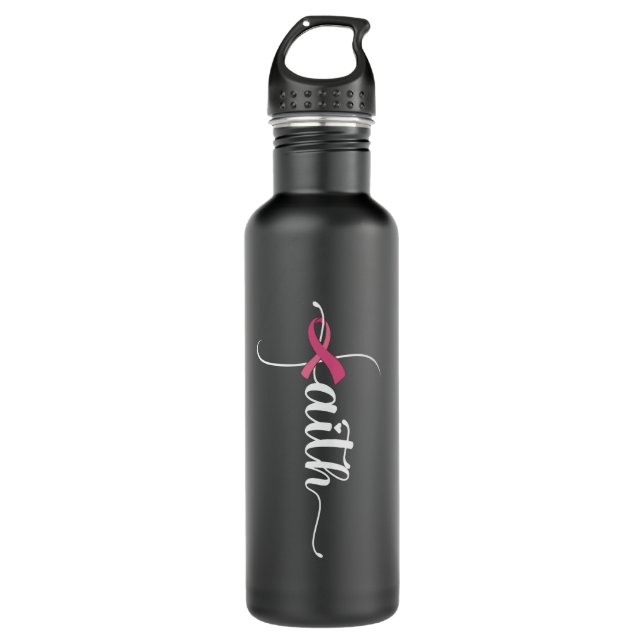 Faith Hope Love Breast Cancer Awareness Christian 710 Ml Water Bottle (Front)