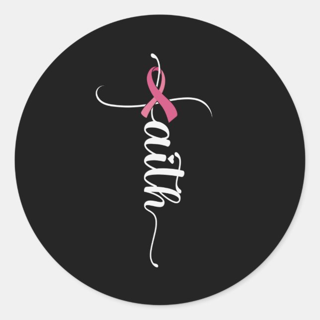 Faith Hope Love Breast Cancer Awareness Christian Classic Round Sticker (Front)