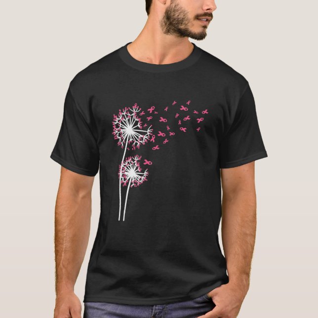 Faith Hope Love Breast Cancer Awareness Dandelion T-Shirt (Front)