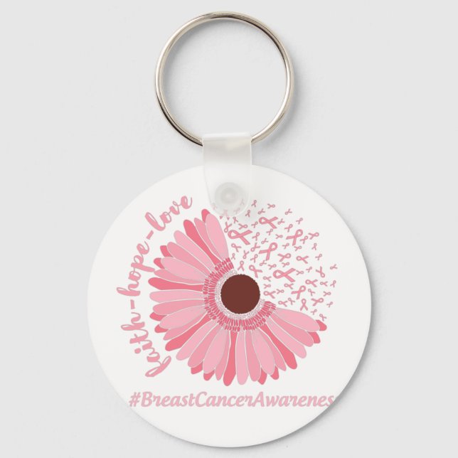 Faith, Hope, Love - Breast Cancer Awareness Key Ring (Front)