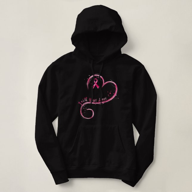 faith hope love breast cancer awareness pink ribbo hoodie (Design Front)