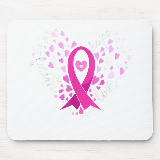 Faith Hope Love Breast Cancer Awareness Pink Ribbo Mouse Mat (Front)