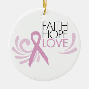 Faith, Hope, Love - Breast Cancer Support Ceramic Tree Decoration