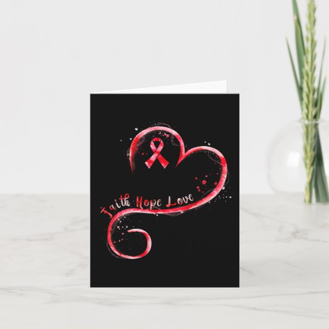 Faith Hope Love Burgundy Ribbon Brain Aneurysm Awa Card (Front)