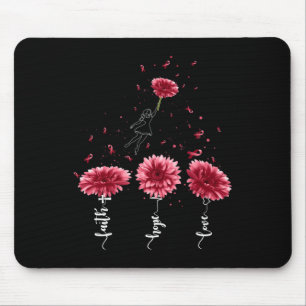 Faith Hope Love Burgundy Sunflower Brain Aneurysm Mouse Mat