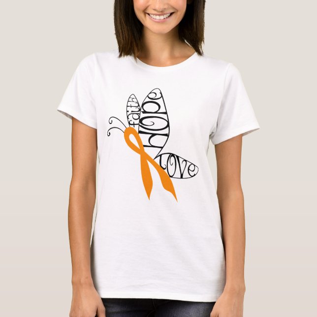 Faith Hope Love Butterfliy Ribbon Multiple Scleros T-Shirt (Front)