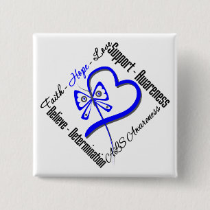 Faith Hope Love Butterfly - ALS Awareness 15 Cm Square Badge