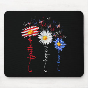 Faith Hope Love Butterfly Daisy Christians God 4th Mouse Mat