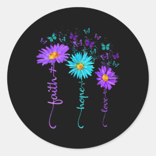 Faith Hope Love Butterfly Daisy Suicide Prevention Classic Round Sticker