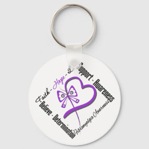 Faith Hope Love Butterfly - Fibromyalgia Awareness Key Ring