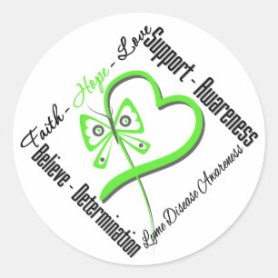 Faith Hope Love Butterfly - Lyme Disease Classic Round Sticker