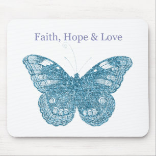Faith, Hope, Love Butterfly Mouse Mat