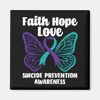 Faith Hope Love Butterfly Prevention Awareness Magnet