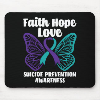 Faith Hope Love Butterfly Prevention Awareness Mouse Mat