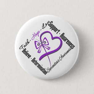 Faith Hope Love Butterfly - Sarcoidosis Awareness 6 Cm Round Badge