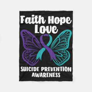 Faith Hope Love Butterfly Suicide Prevention Aware Fleece Blanket