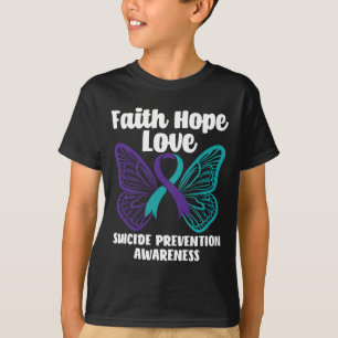 Faith Hope Love Butterfly Suicide Prevention Aware T-Shirt