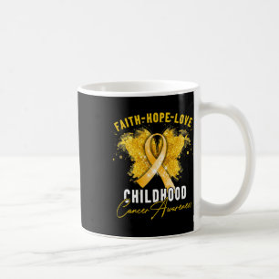 Faith Hope Love Childhood Cancer Awareness Butterf Coffee Mug