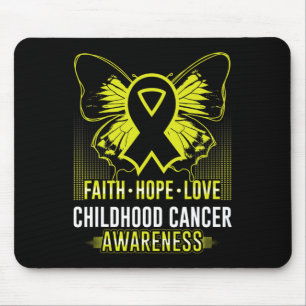 Faith Hope Love Childhood Cancer Awareness Butterf Mouse Mat