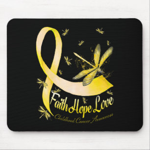 Faith Hope Love Childhood Cancer Awareness Dragonf Mouse Mat