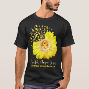 Faith Hope Love Childhood Cancer Awareness Ribbon T-Shirt