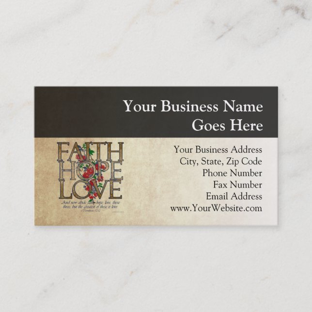 Faith Hope Love Christian Bible Verse Business Card (Front)