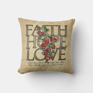 Faith Hope Love Christian Bible Verse Cushion