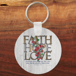 Faith Hope Love Christian Bible Verse Key Ring