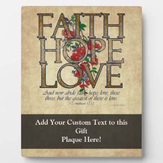 Faith Hope Love Christian Bible Verse Plaque