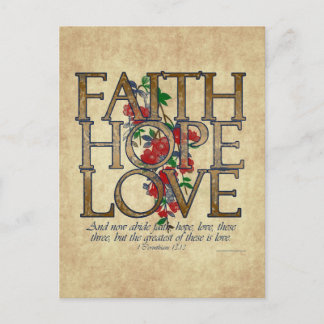 Faith Hope Love Christian Bible Verse Postcard