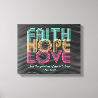 Faith Hope Love Christian Bible Verse Retro Canvas Print