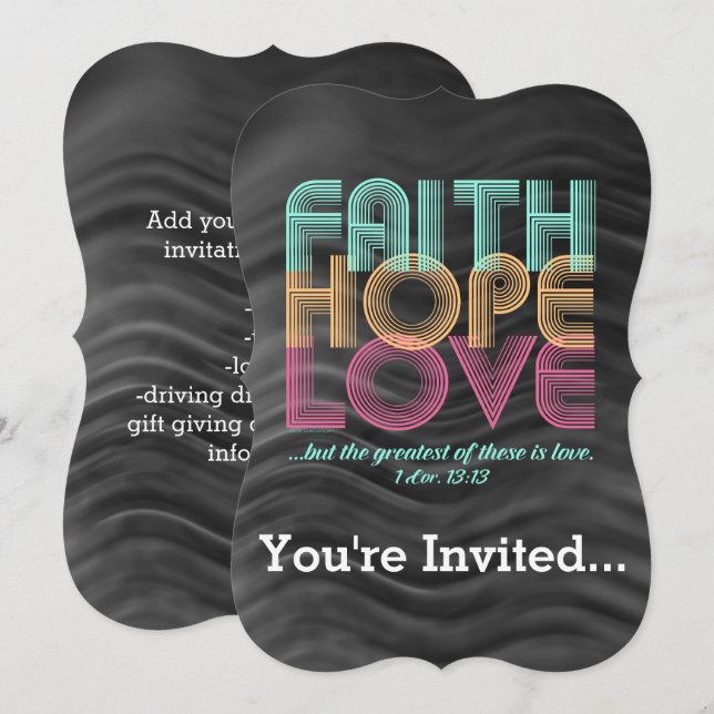 Faith Hope Love Christian Bible Verse Retro Invitation (Front/Back)