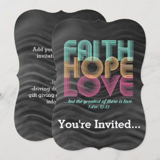 Faith Hope Love Christian Bible Verse Retro Invitation