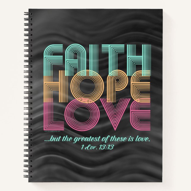 Faith Hope Love Christian Bible Verse Retro Notebook (Front)