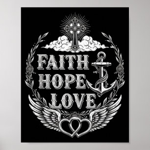 Faith Hope Love Christian Insrational 1 Corinthian Poster