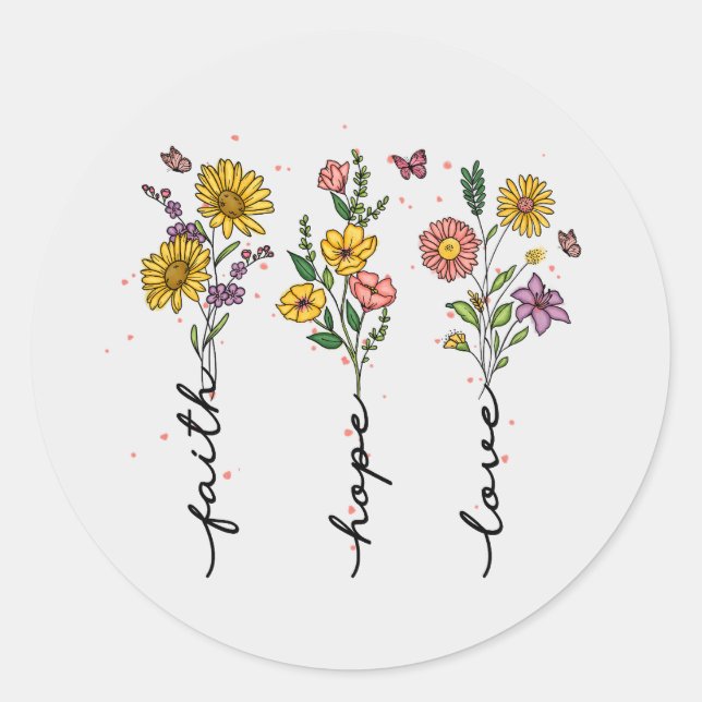 Faith-Hope-Love Classic Round Sticker (Front)