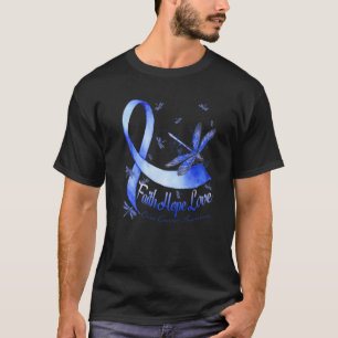 Faith Hope Love Colon Cancer Awareness Dragonfly T-Shirt