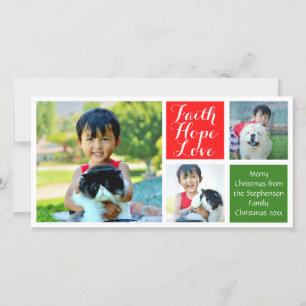 Faith Hope Love Colour Blocks Christmas 3-Pic Holiday Card