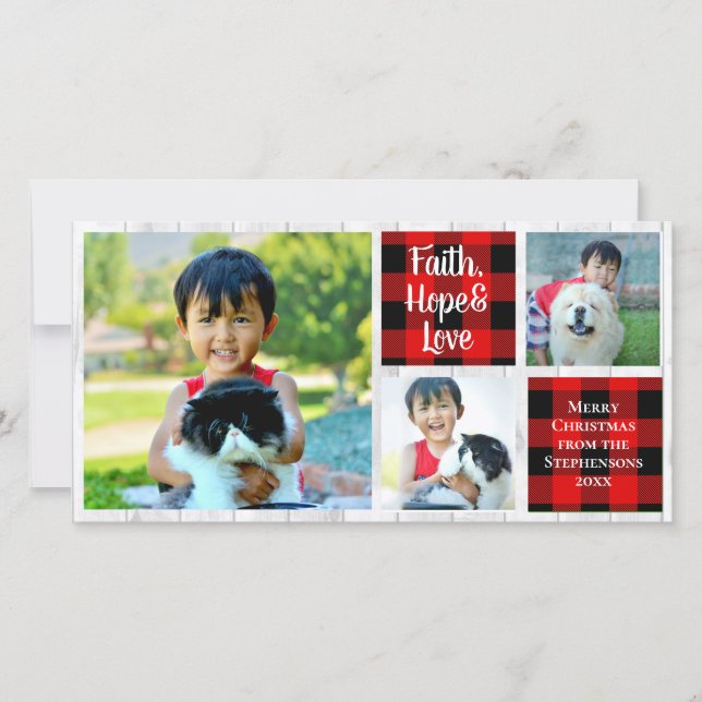 Faith Hope Love Country Blocks Christmas Holiday Card (Front)