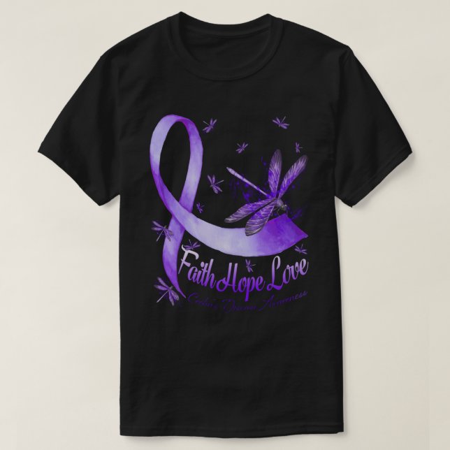 Faith Hope Love Crohn's Disease Awareness Dragonfl T-Shirt (Design Front)