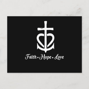 Faith Hope Love Cross Anchor Heart Jesus Announcement Postcard