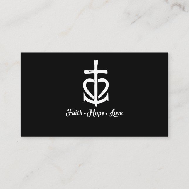 Faith Hope Love Cross Anchor Heart Jesus Business Card (Front)