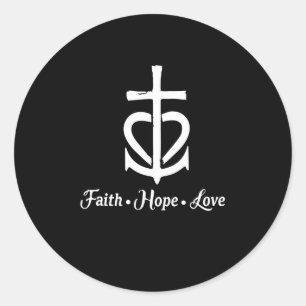 Faith Hope Love Cross Anchor Heart Jesus Classic Round Sticker