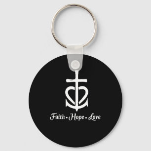 Faith Hope Love Cross Anchor Heart Jesus Key Ring