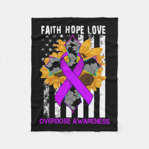 Faith Hope Love Cross And Flag Overdose Awareness Fleece Blanket