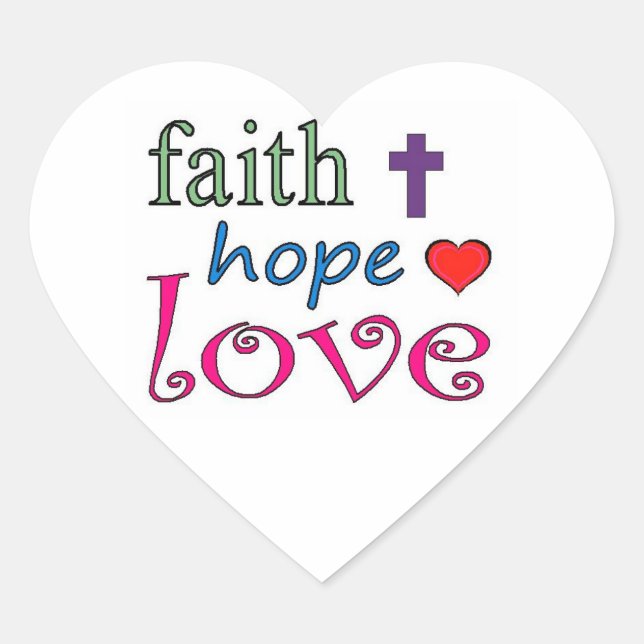 Faith Hope Love Cross Heart Heart Sticker (Front)